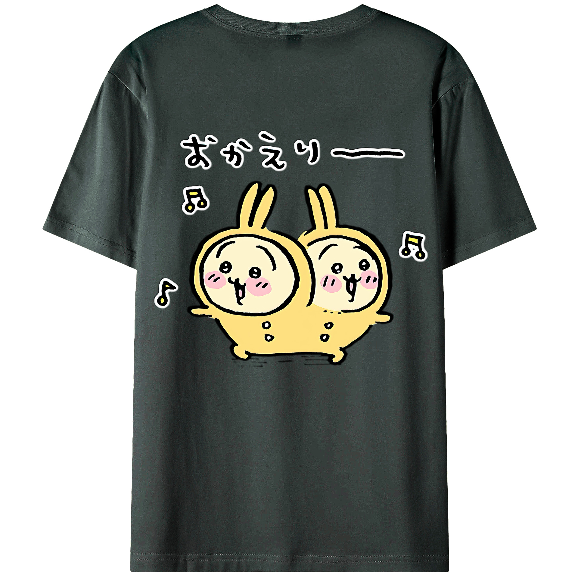 （画像用） ちいかわ うさぎ Chii-kawa usagi 綿100％ メンズ半袖Tシャツ（バックプリント） 通気性